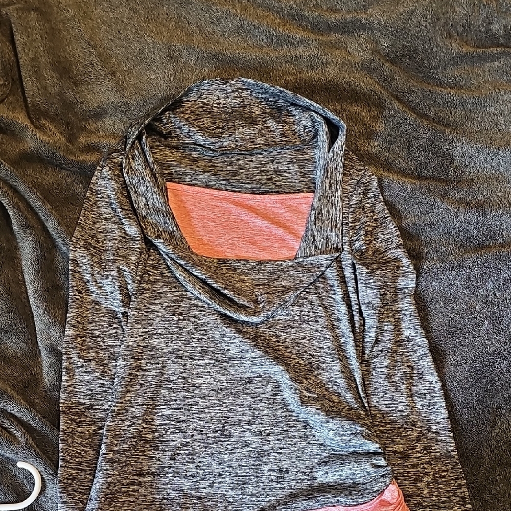 Heather Gray and Coral Women's Hoodie